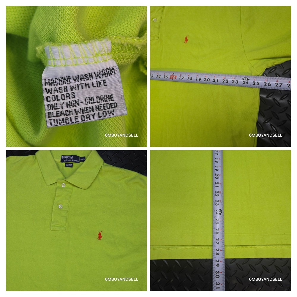 Polo Ralph Lauren Mens XXL Lime Green Pique Cotton Short Sleeve Polo‎ Shirt - Picture 5 of 10